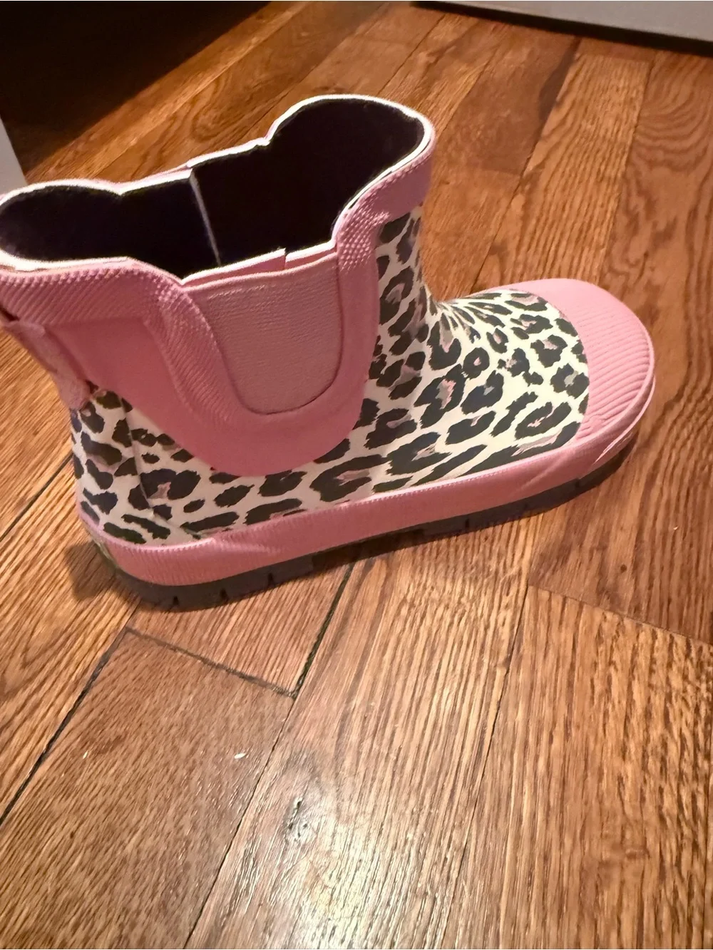 Kids Pink Leopard Print Rain Boots Western Chief size 13